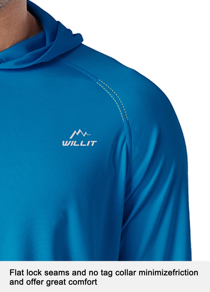 Willit Men's Sun Shirts UPF 50+ Rash Guard Long Sleeve Sun Protection Hoodie SPF UV Fishing Lightweight Athletic Running Brilliant Blue XXL - Image 3
